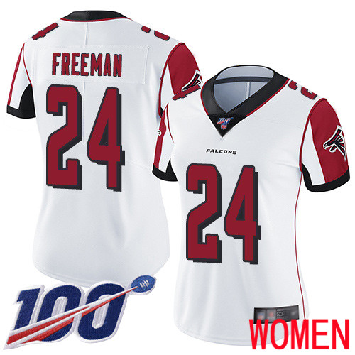 Atlanta Falcons Limited White Women Devonta Freeman Road Jersey NFL Football #24 100th Season Vapor Untouchable